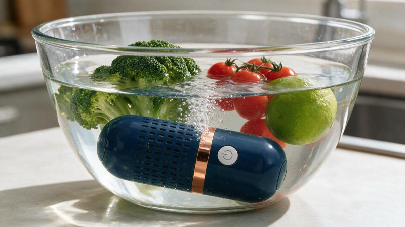 In Capsule That Cleans a Bowl of Produce in 10 Minutes